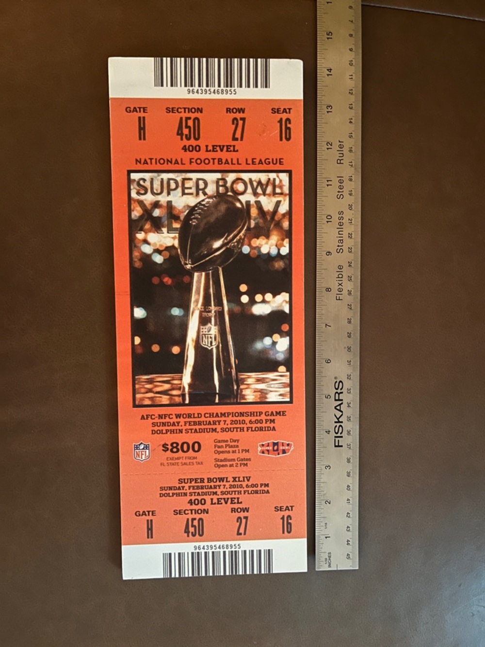 Super Bowl XLIV Ticket Replica Wall Hanging